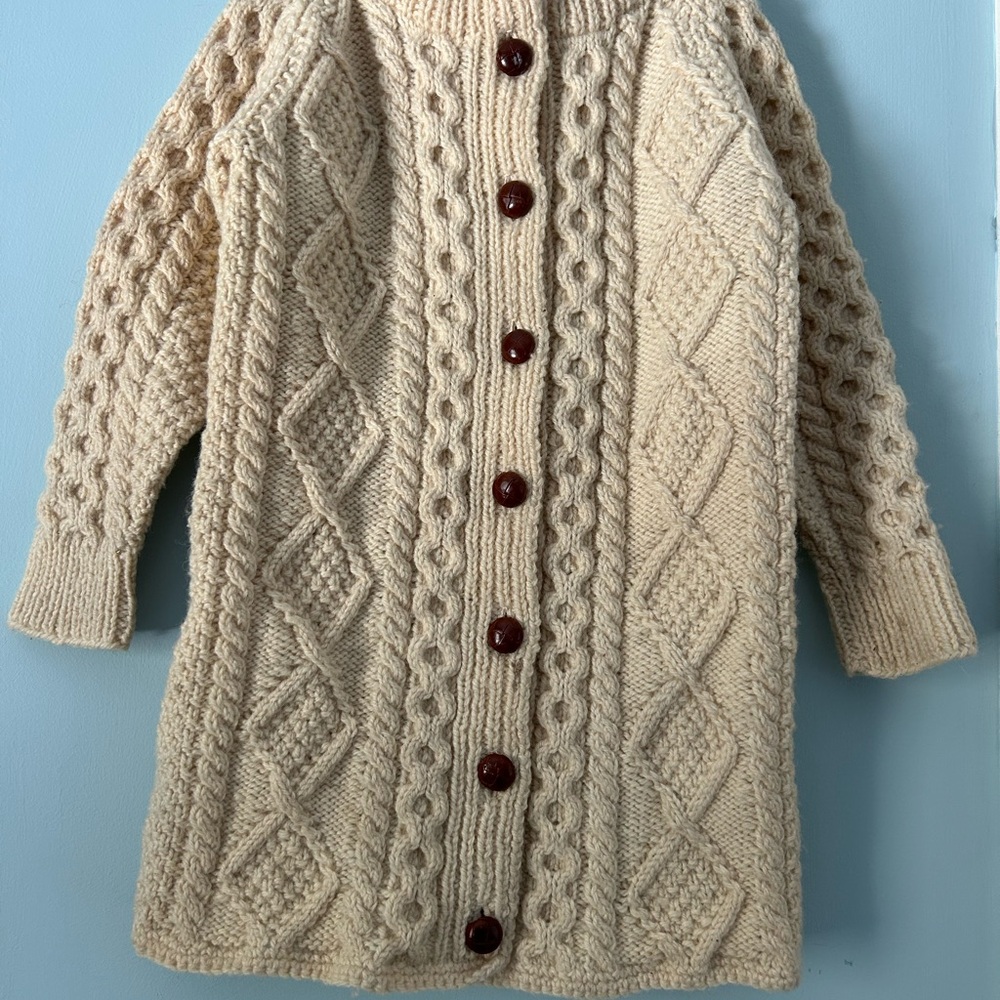 Vintage Wool Cable Knit Cream Sweater